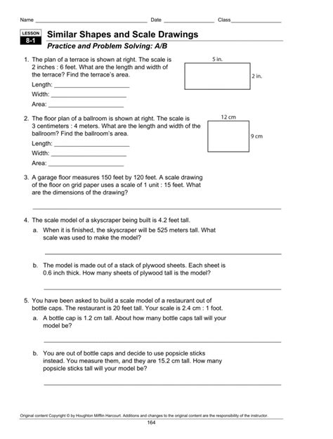 Scale Drawings Using Ratios Worksheet. . Scale drawing worksheet 1 answer key